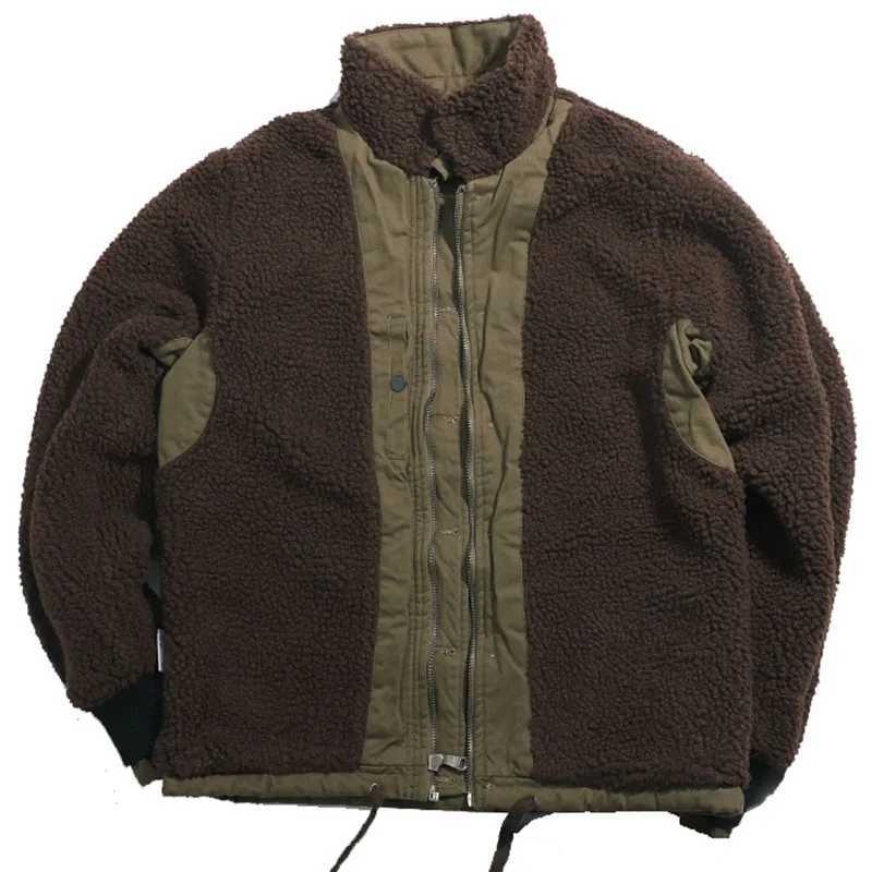 Lamb Wool Plush Warm Cotton Jacket Mens Winter Thicken Military Overcoat Navy N1 USN Men Coat TopsXJ241017