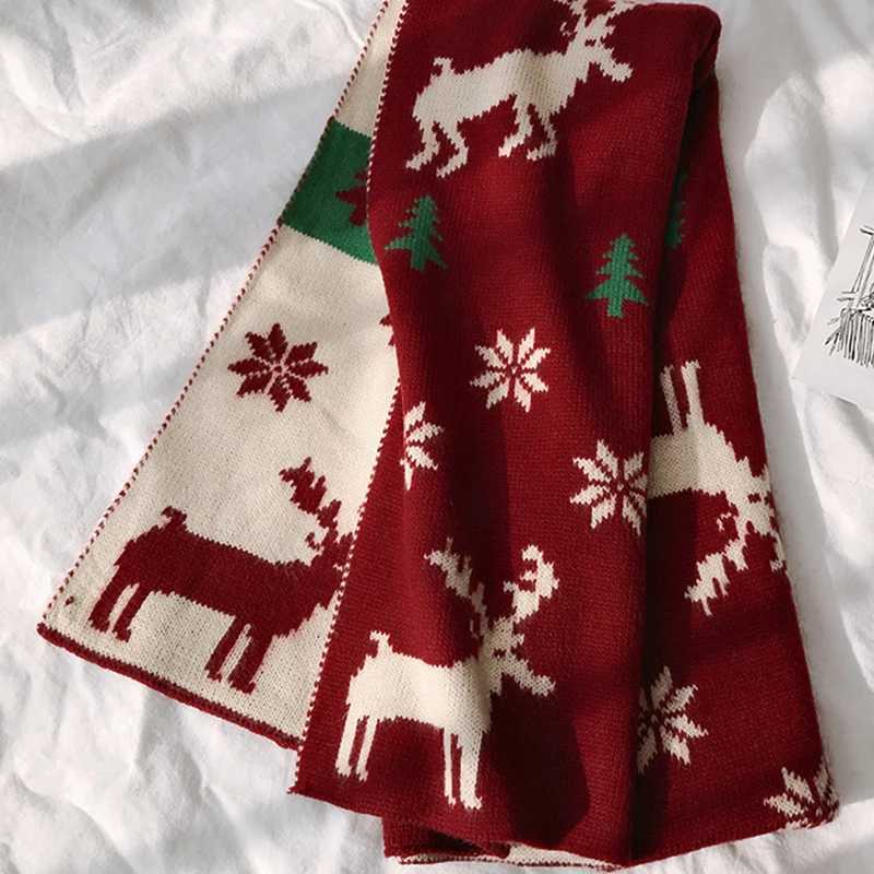 New Red Deer Knitted Scarf Christmas Warm Shawl Suitable for Ten Thousand Section Long Packaging Fashion Womens Cape Town Knitted Cotton Collar X24101