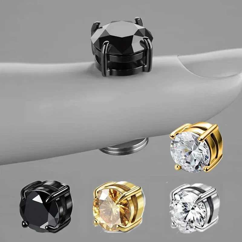 1 pair of crystal strong magnetic earring clip earrings suitable for male and female punk round zircon magnetic earrings no perforated jewelry W241017