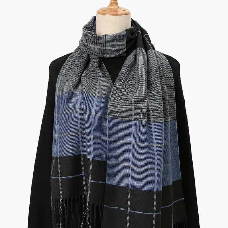 2024 New Classic Striped Plain Tassel Long Scarf suitable for unisex mature warm windproof neck scarves casual outdoor scarves with warp yarn X241017
