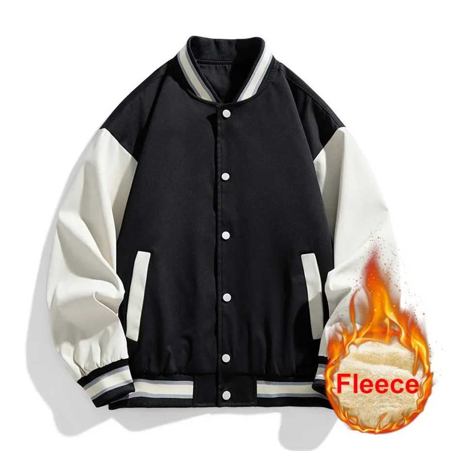 Black baseball jacket mens Plus size 10XL bomber jacket fashionable casual patch work mens large jacket M241017