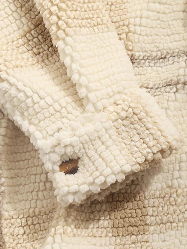 Mens retro plain collar jacket with long sleeved Sherpa jacket pocket warm mens shirt 241008