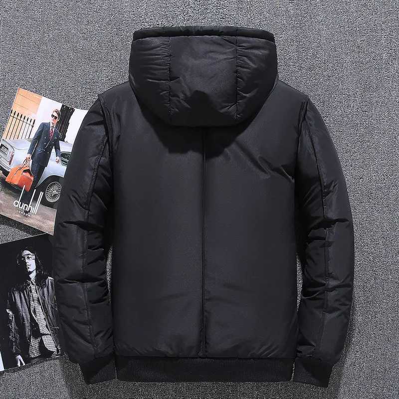 2024 New Mens Winter Down Jacket Short Hooded Thick Solid Color Coat Mens Fashion Coat X241017