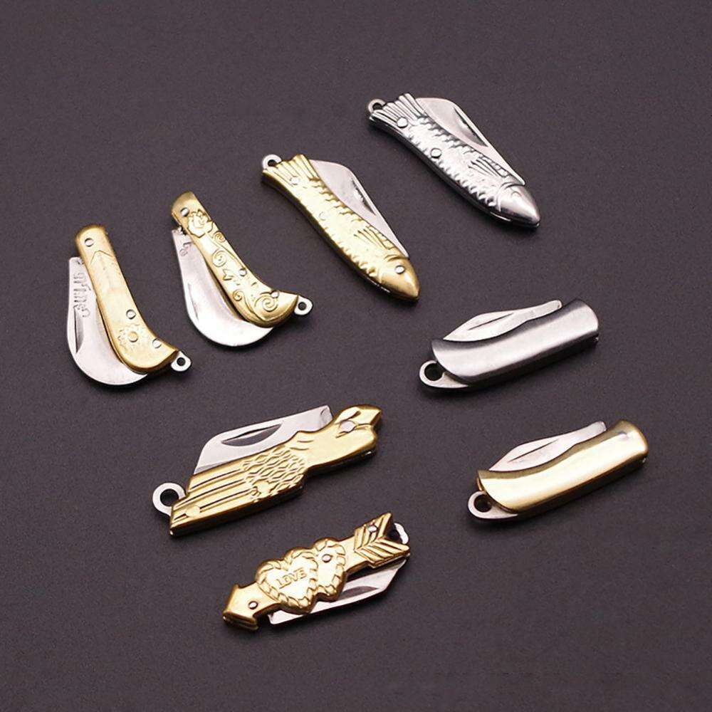 Folding Pocket Mini Brass Keychain Pendant Cleaver Blade Cutter Tool Open Express Portable Knife Kitchen Accessories