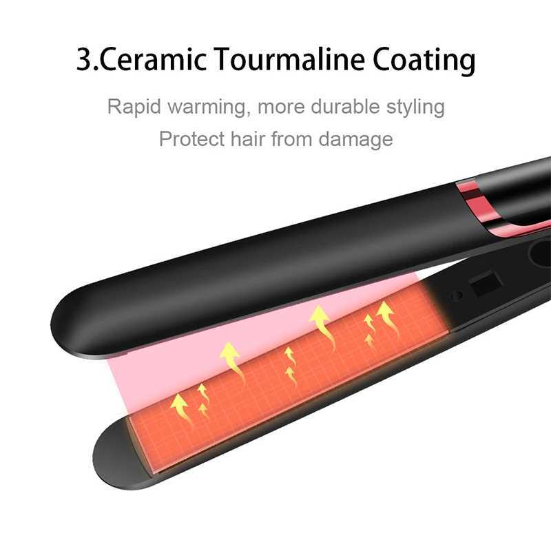 Professional Salon Flat Iron Negative Ionic Electric Splint Plate 2-in-1 Hair Straightener Curler Anti-Scald FeaturesXJ241016