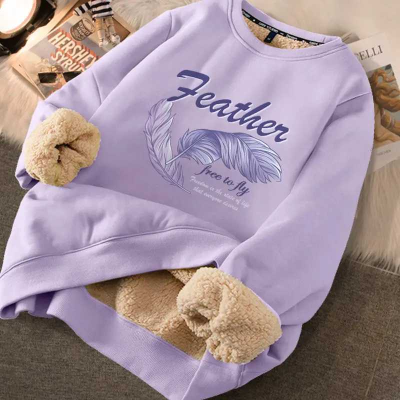 Women Autumn Sweatshirts Warm Thicken Fleece Hoodies Cute Printed Casual Loose Thermal Sweatshirts For Women 2024 WinterX241016