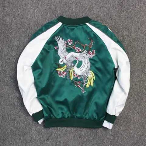 Jacket bomber military souvenir jacket stitched embroidery bird zipper baseball mens hip-hop jacket M241017