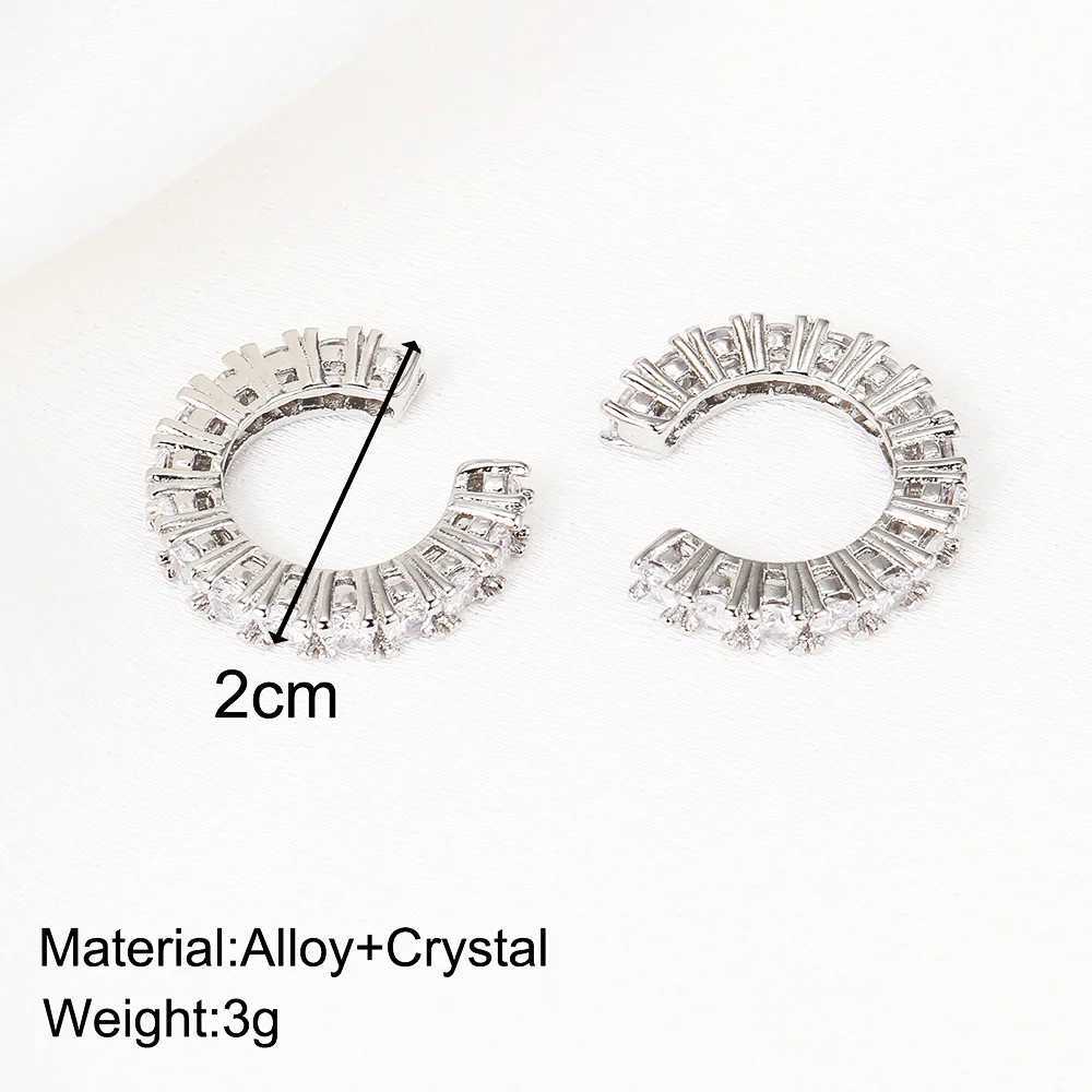2pcs full rhinestone zircon earrings with cuffs and ear clips suitable for women non perforated C-shaped earmuffs W241017