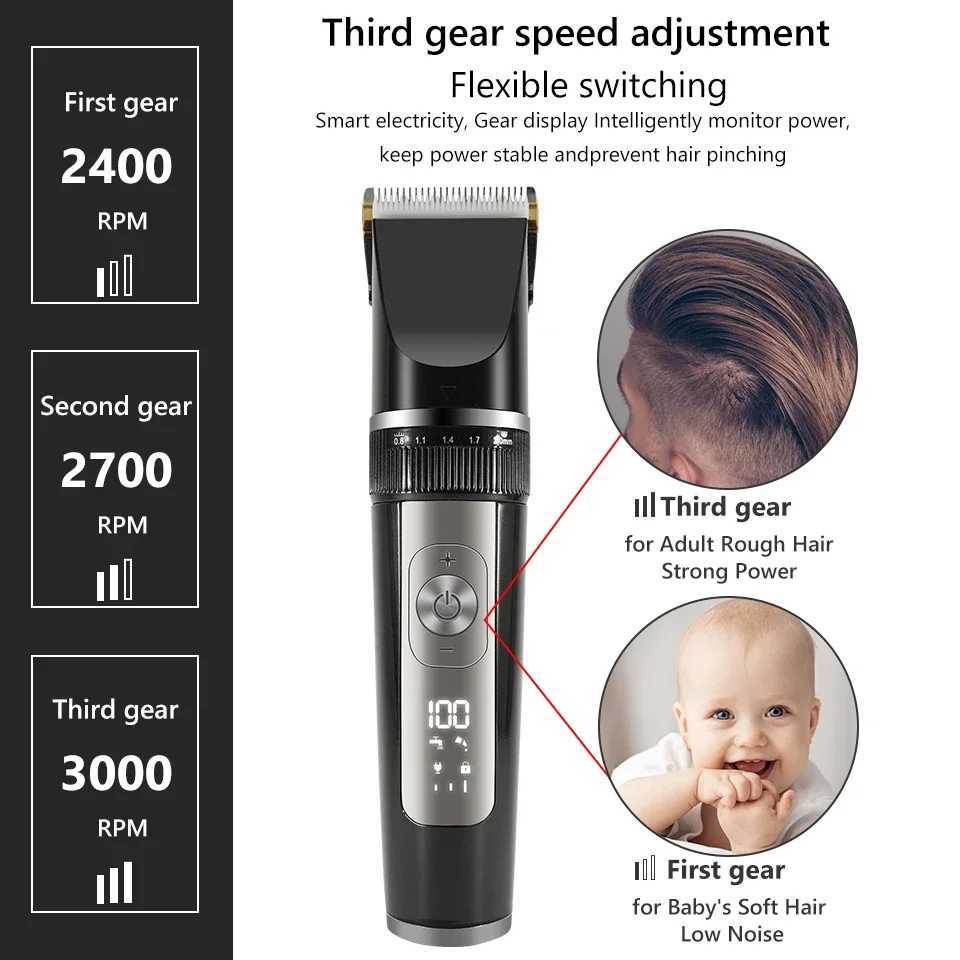 Electric hair clipper mens hair clipper cordless beard trimmer display USB charging wet dry hair clipper W241017