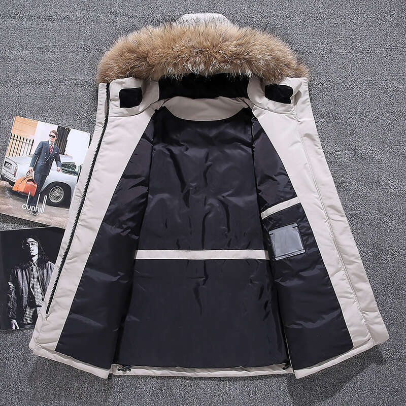 Warm Men's Jacket Brand Clothing 2019 Streetwear Thick Duck Down Large Fur Hooded Women Winter Coat Hiver W1651