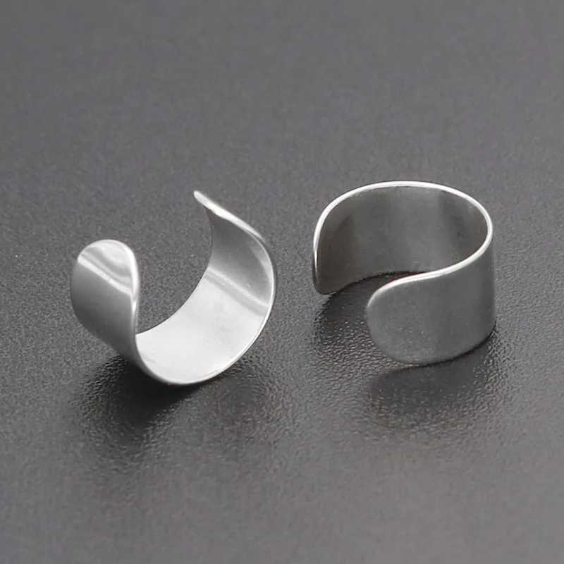 Simple Creative Perforated Earrings Cuffs Punk Stainless Steel Gold Silver Clip Earrings Womens Hip Hop Earrings Brincos W241017