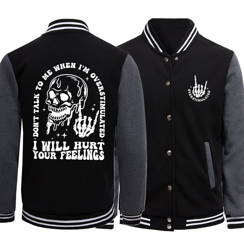 I Will Hurt Your Feegs Funny Letter Graphic Man Baseball Uniform Pocket Street Tops Oversize Tracuit Casual Hip Hop Clothes