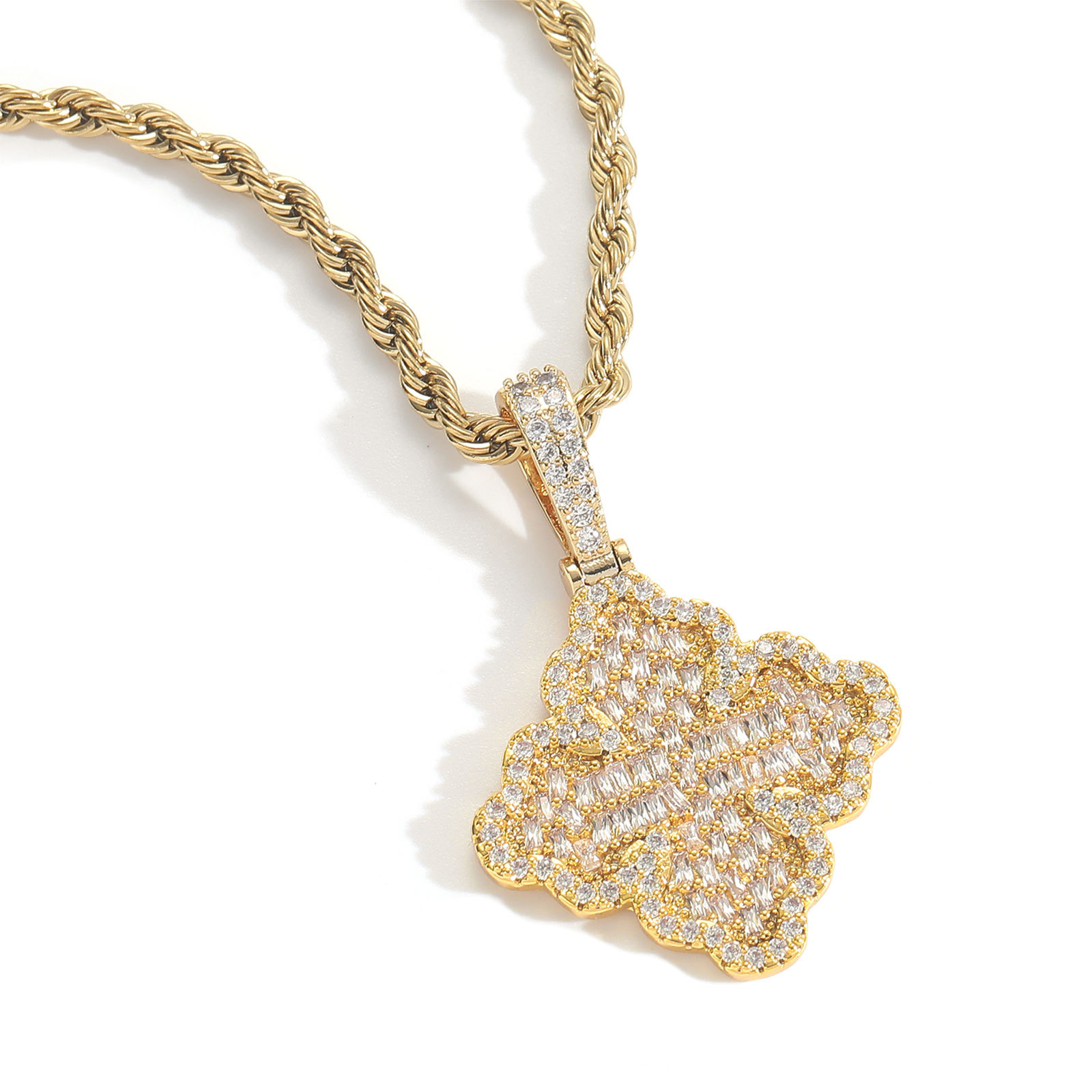 Classic Cross Flower Pendant Necklace 5A Zircon Men Women Couple Jewelry Gift