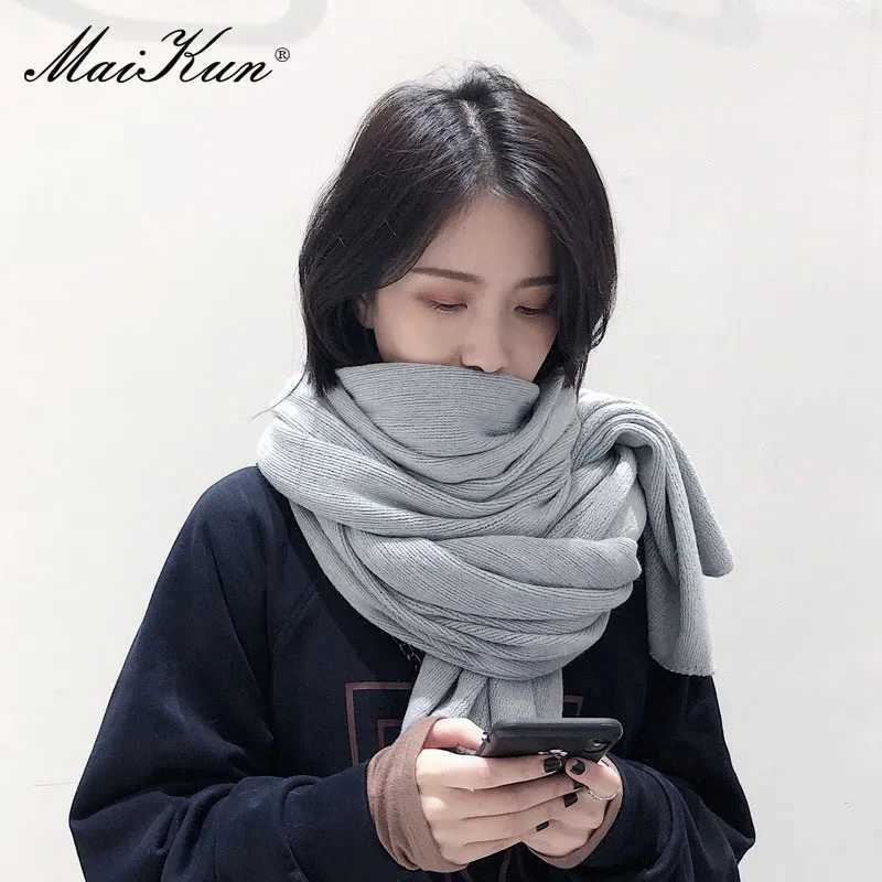 Maikun thick warm scarf suitable for pure colored women imitating cashmere black scarf adding Ahawl in winter X241017