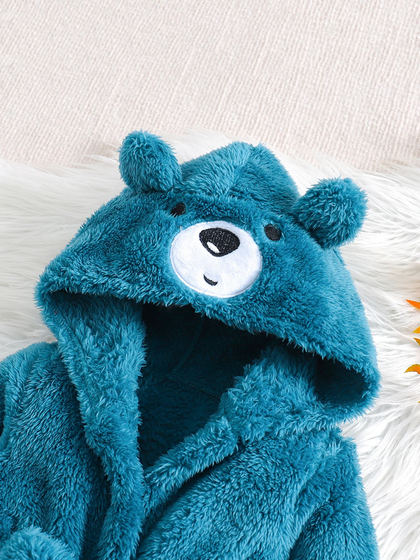 Baby Hooded Dressing Gown Warm Thickened Flannel Pajamas Comfortable Hoodie Cute Bear Pattern Thick Winter Loungewear 241017