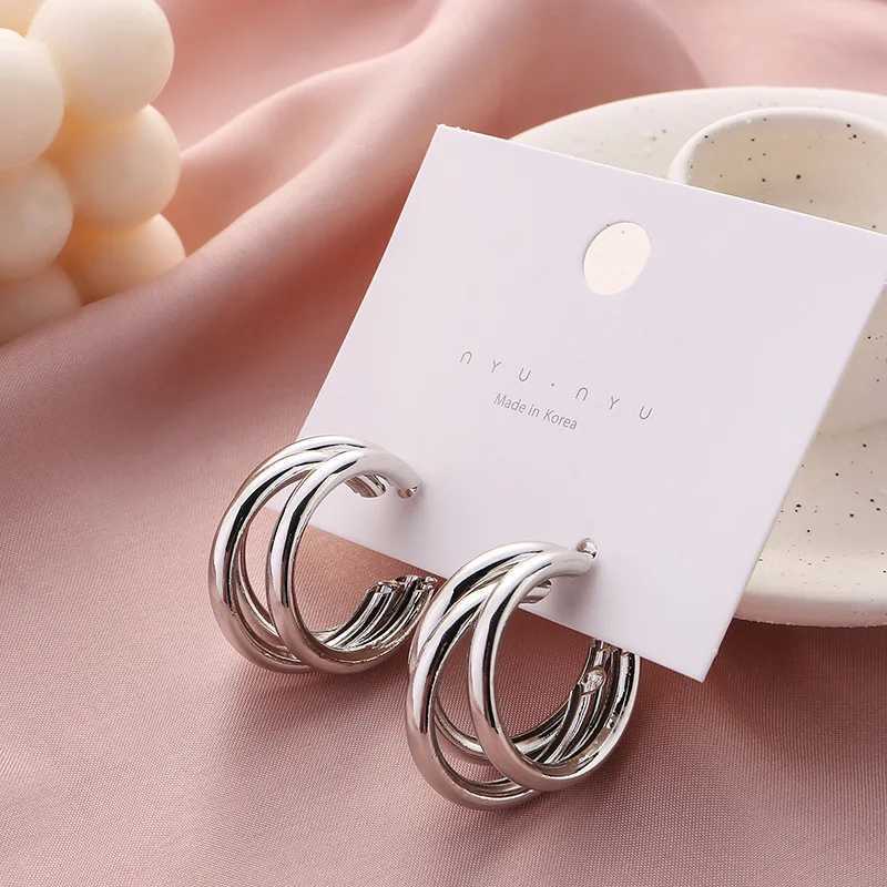 GRACE JUN Fashion Retro C-shaped Hoop Clip Earrings for Women Non Perforated Earrings Party Birthday Cute Earrings 2021 New Collection W241017