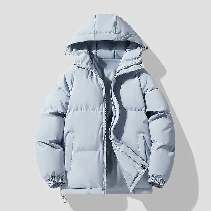 New autumn and winter mens hoodie Parkas solid warm couple jacket outdoor casual jacket mens cotton padded sports jacket X2410171