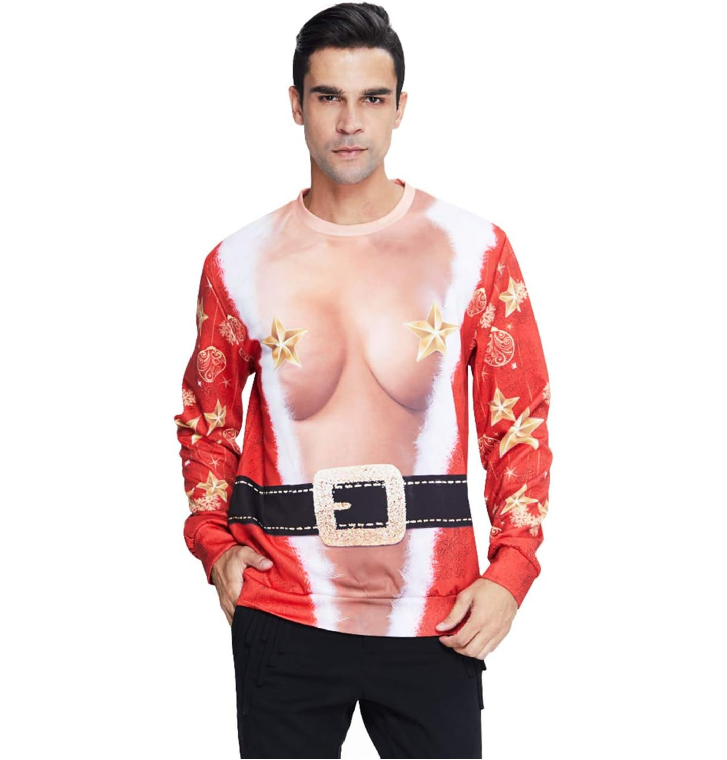 Long Sleeve Shirts for Men sweatshirt Unisex Ugly Christmas Crewneck Sweatshirt Novelty 3D Graphic Long Sleeve Sweate Tee Streetwear Casual tops cloth