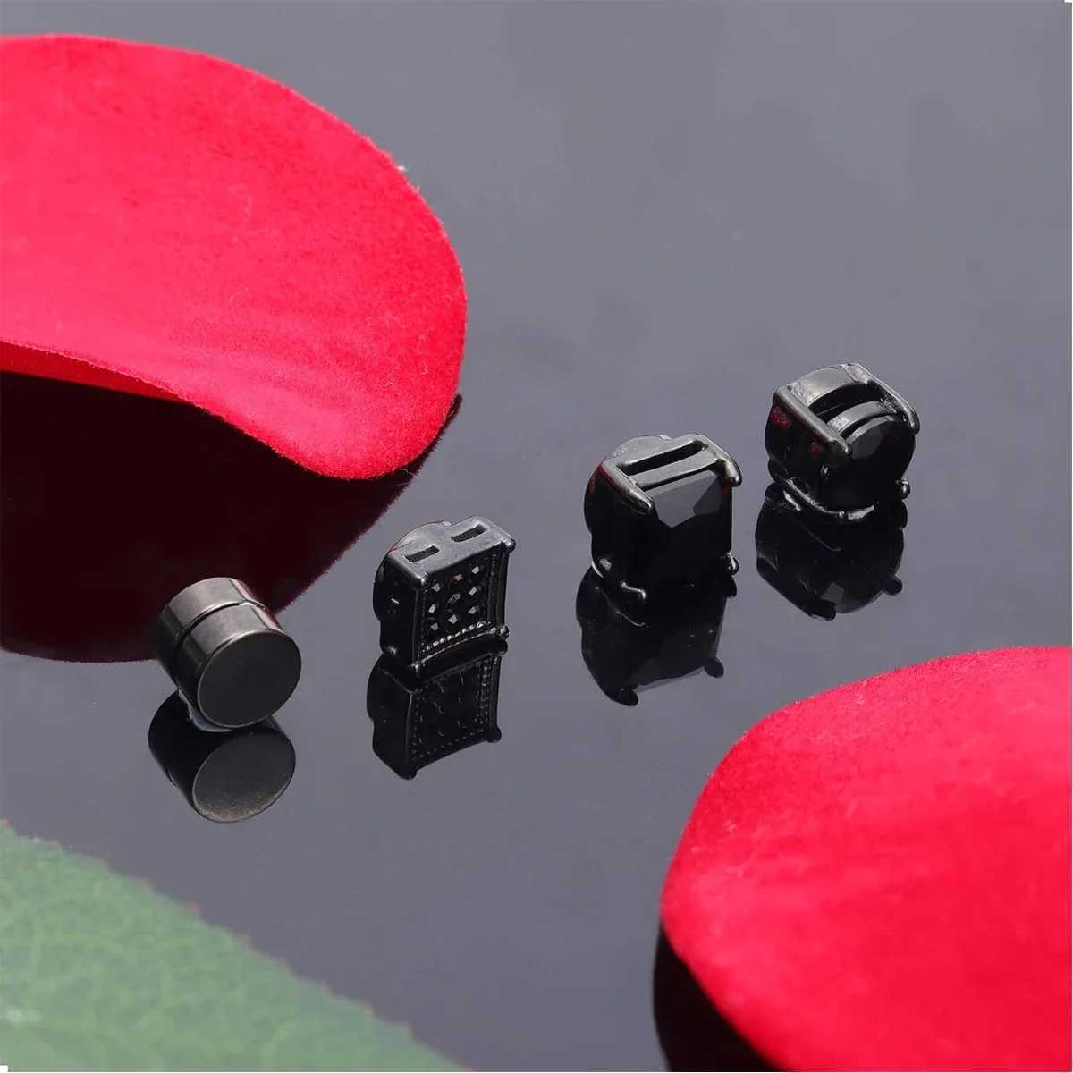 1 pair of 6MM stainless steel magnetic stud earrings suitable for men women non perforated clip on stud earring set non perforated jewelry W241017