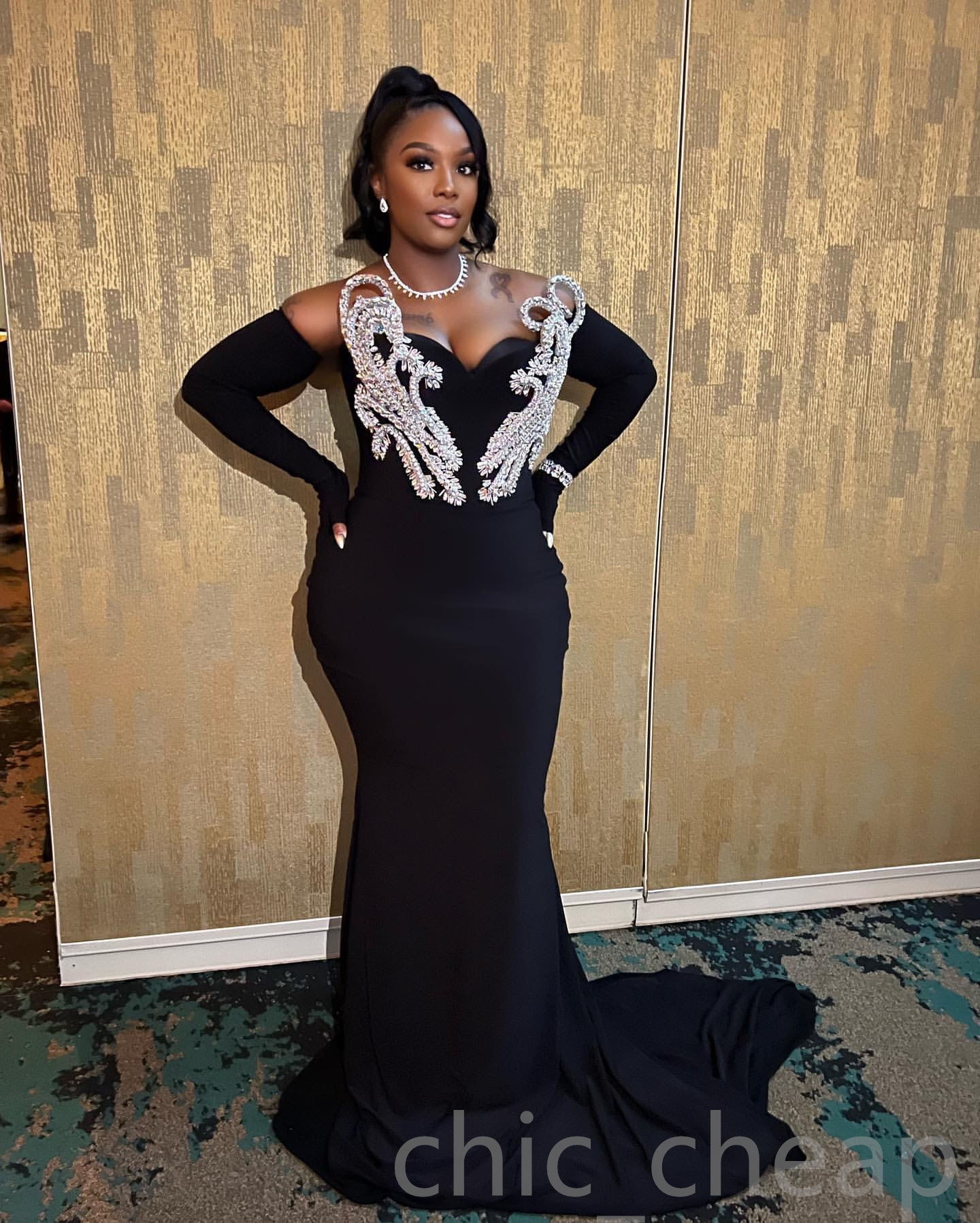 Aso Ebi 2024 Black Mermaid Prom Dresses Rhinestones Satin Stylish Evening Formal Party Second Reception Birthday Gowns Dress For Special Occasions ZJ0
