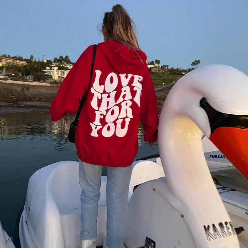 2024 Y2k Millennial Traf Autumn And Winter Womens Sweater Letter Pattern Print Loose Hoodie Coat Street Punk Style Coat 241017