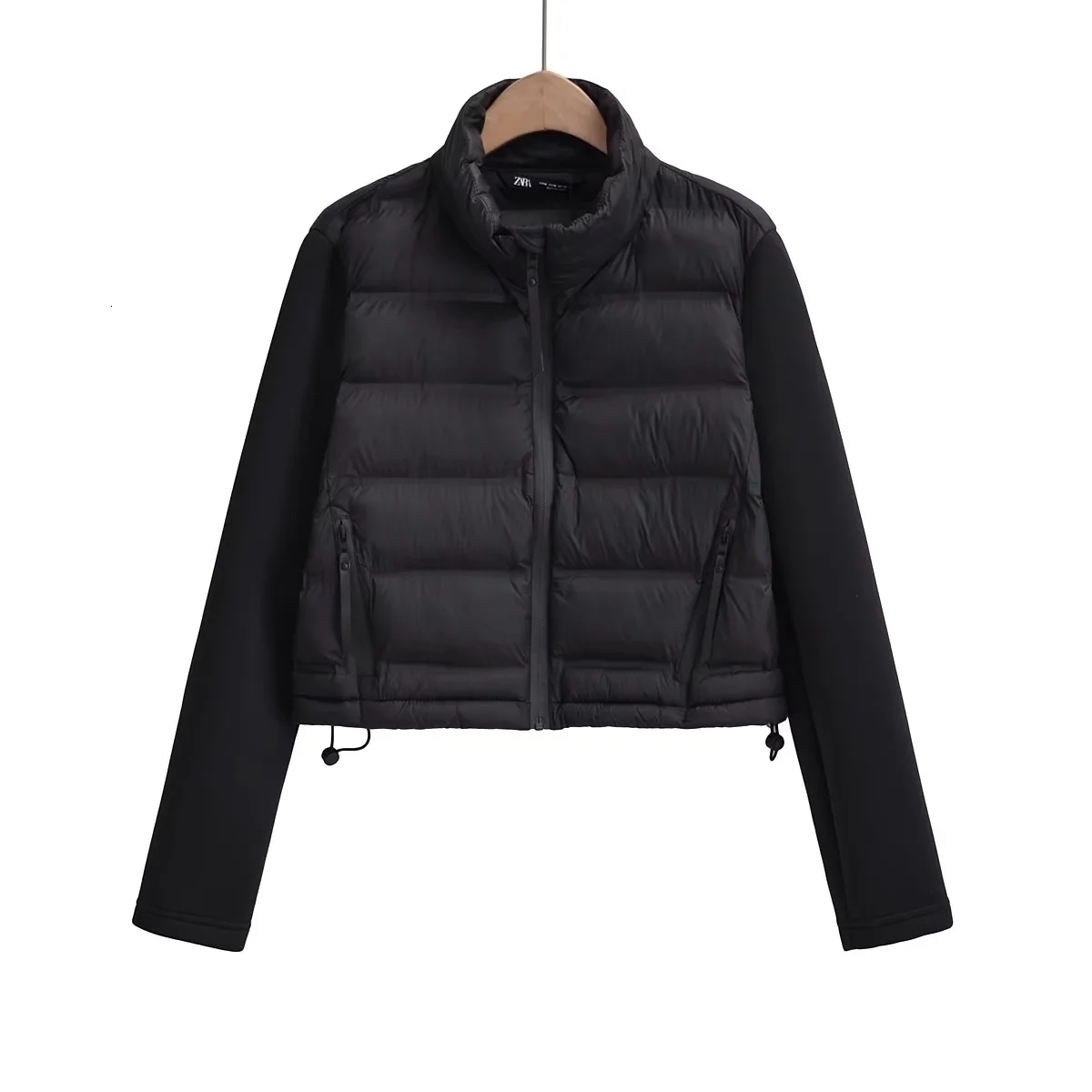 Casacos De Inverno Feminino Szatrafins Woman's Jacket Patchwork Cropped Long Sleeve Coat Armygreen Parkas Veste Femme Parki