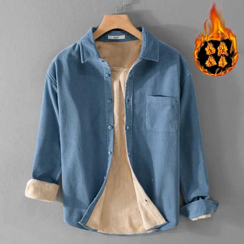 New Designer Italy Quality Brand Shirts For Men Fashion Cotton Corduroy Warm Long-sleeve Thickened Plus Size Top Clothes Camisa LX241017