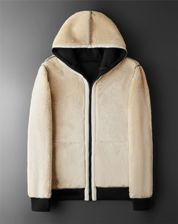 Winter Lambswool Coats Thick Warm Jacket Long Sleeve Zipper Hoodie Casual Sports Wool Black Jacket Hoodie Mens Jacket 241017
