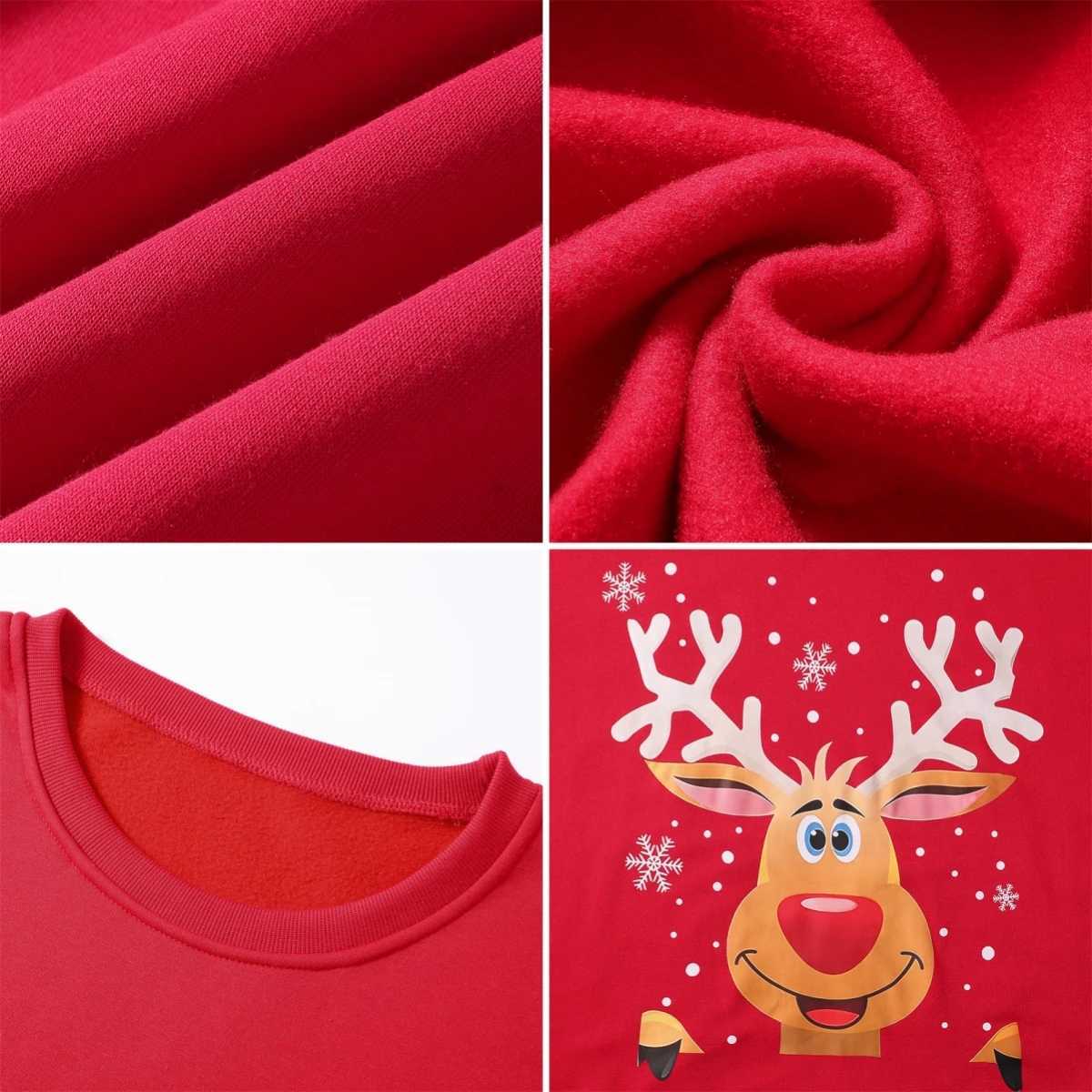 Christmas Family Appearance Matching Set Sportswear Pulling 3D Cartoon Reindeer Print Matching Hoodie O-Neck Wool Top Christmas W241015