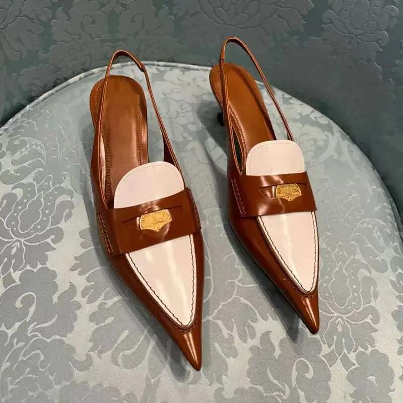 Women High Heel Low Heels Metal Decor Mixed Colors Sandals Designer Brand Retro Shoes for Female