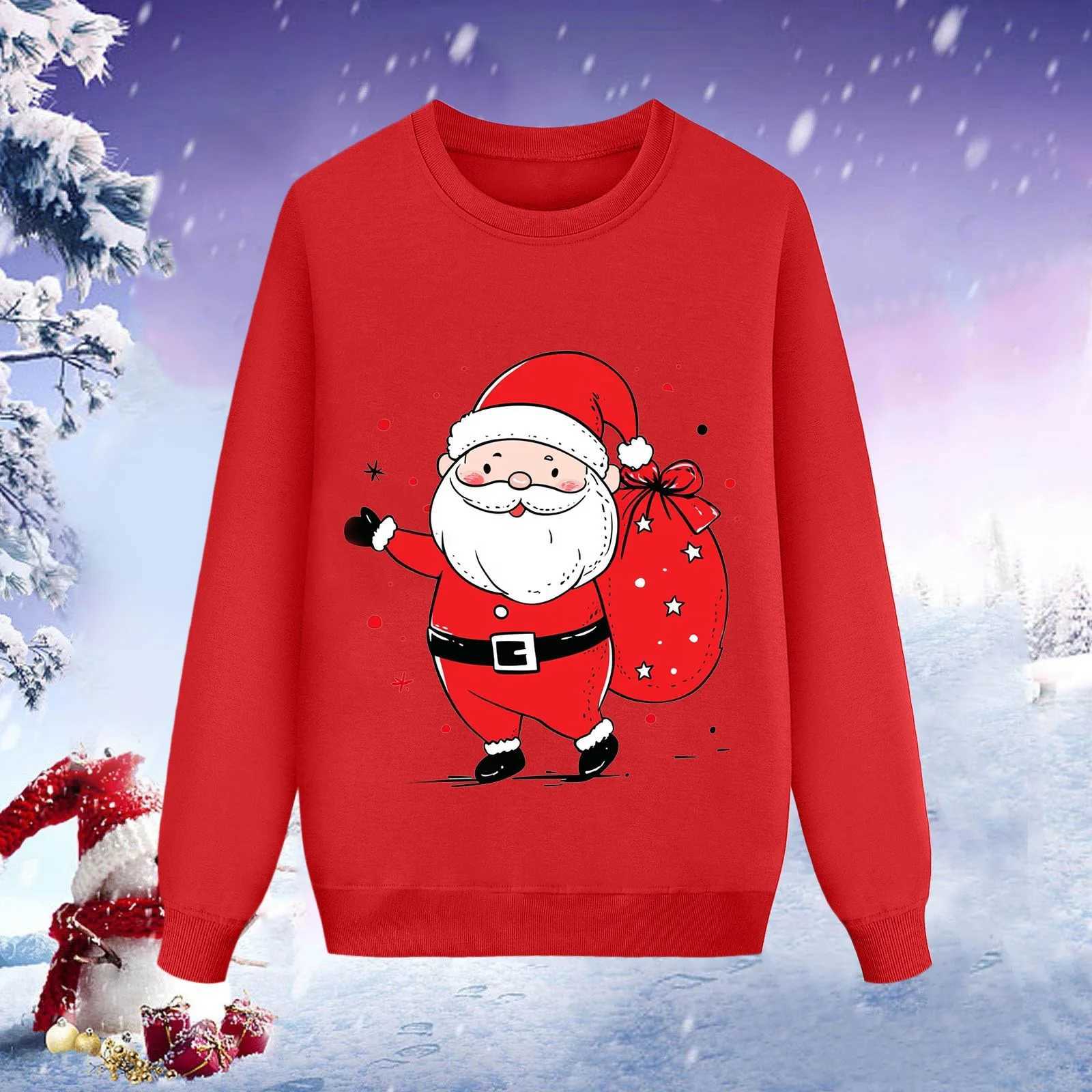 Santa Claus Family Matching Sportswear Santa Claus Printing Childrens Mom and Me Clothing Father Mother Childrens Family Clothing Sudaderas Navidad W2