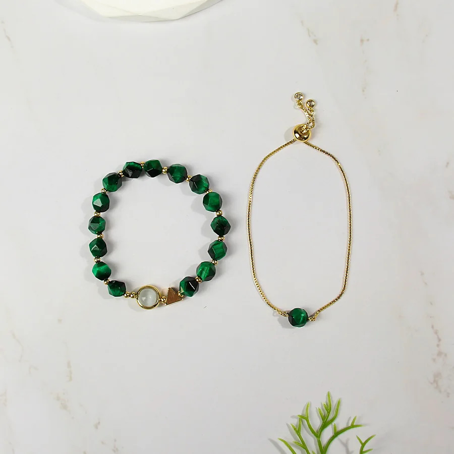 Fashionable natural tiger eye stone bracelet ious double-layer elastic bead bracelet womens casual party bracelet 241017