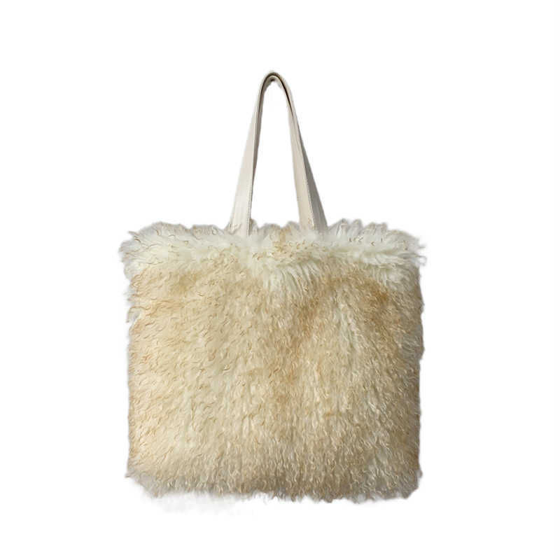 Women's Tote Bags Imitation Beach Wool Gradient Color Plush Handheld Shoulder Large Capacity Tote Bags 241015