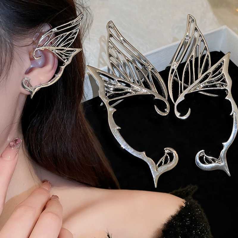 Silver plated metal elf ear cuffs butterfly ear clips womens stainless steel fairy clip earrings wedding girls jewelry gifts W241017