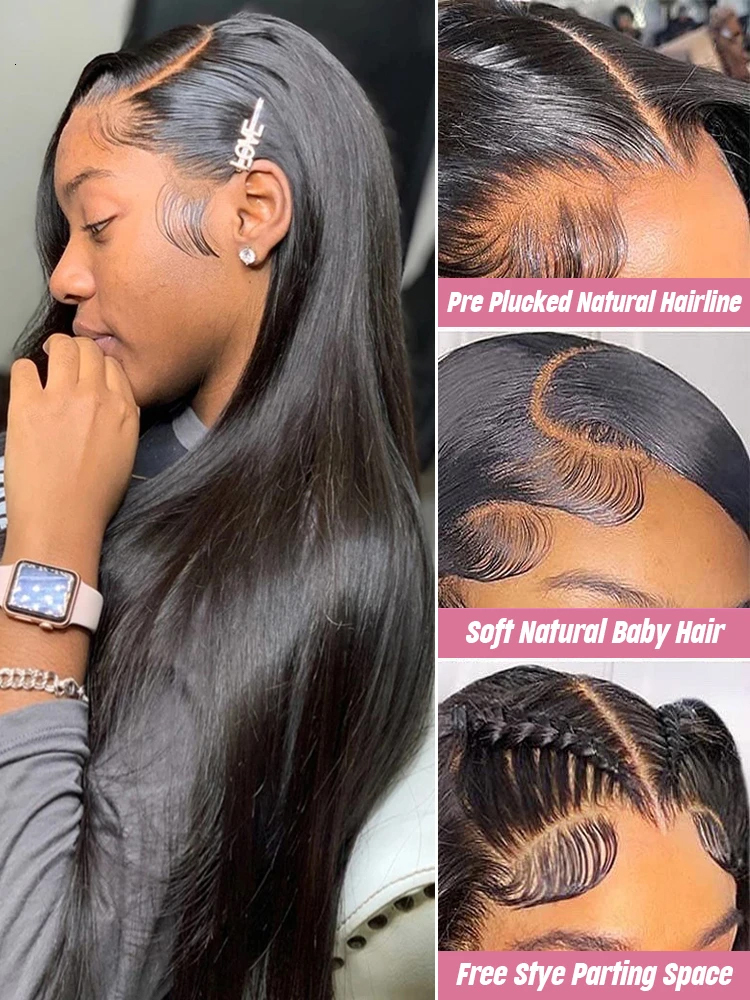 34 40 Inch Straight 13X4 13X6 Front Human Hair Wigs For Women Brazilian 360 Full HD Lace Frontal 4X4 Closure Wig