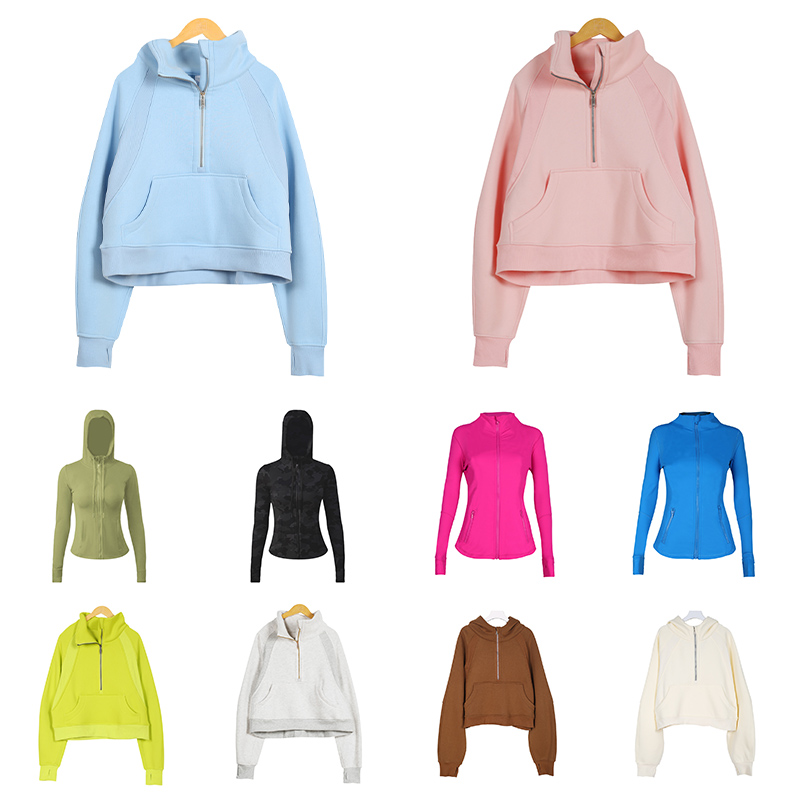 yoga hoodie womens hoodies wear half zipper scubaa designer all zippers hooded sweater sports long sleeve sweatshirt winter