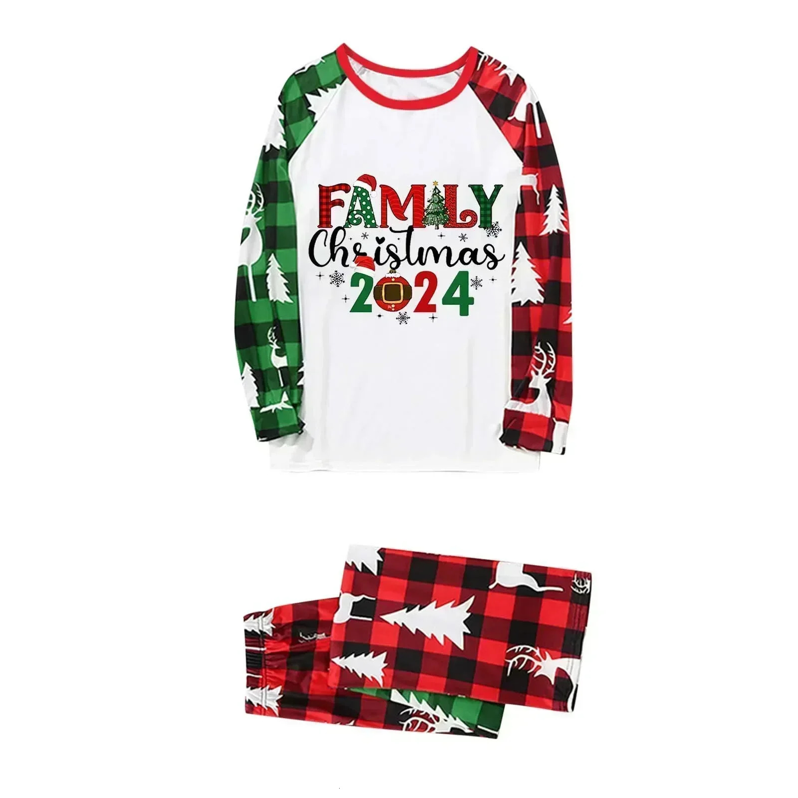 Christmas Matching Family Outfits Patchwork All Over Print Pajamas Set Mom Dad Kids Sleepwear Baby Romper Xmas Look Pyjamas 241017