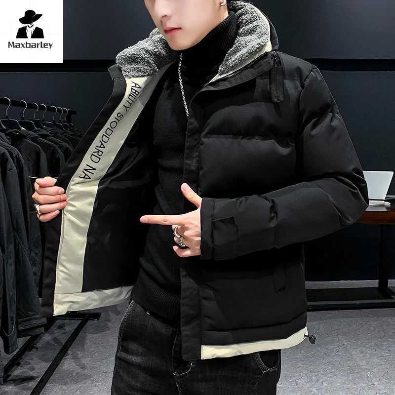New winter Parka mens fashionable thick fur collar comfortable warm cotton coat mens casual outdoor windproof jacket X241017