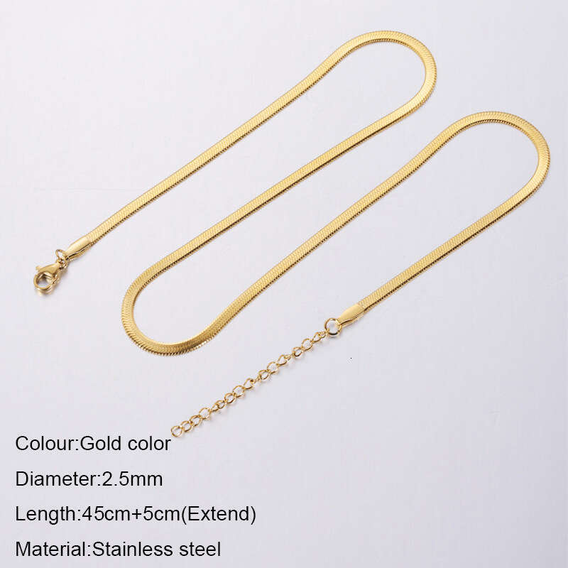 26 letter adjustable titanium steel necklace French flat snake bone collarbone chain stacked dia pendant Friends Gift