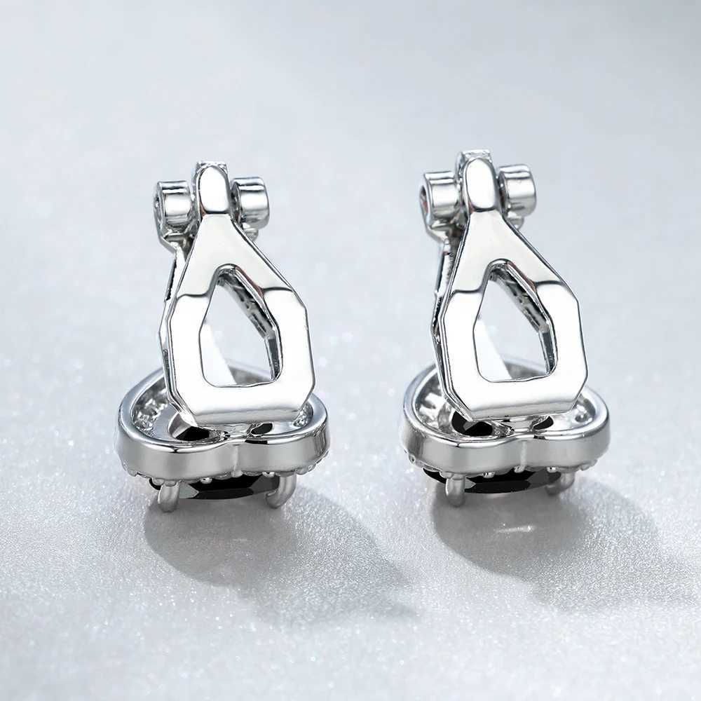 Cute female little black heart clip earrings retro womens wedding jewelry W241017