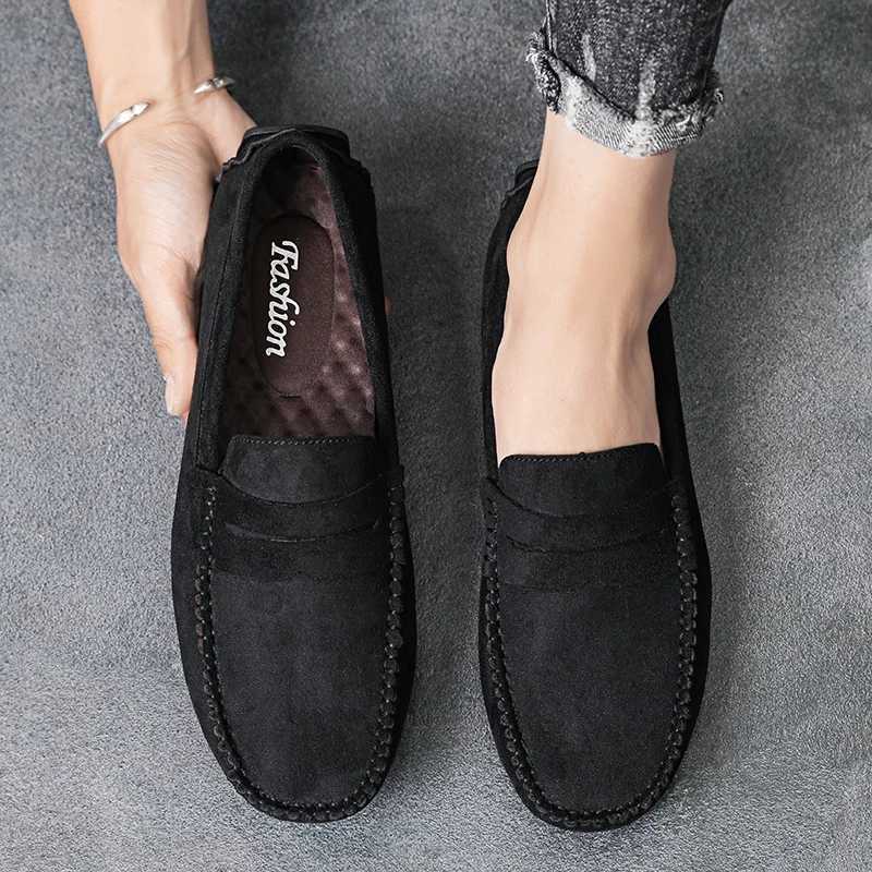 Fi Suede Men Casual Shoes Breathable Comfort Slip- Mens Driving Shoes Luxury Brand Men Loafers Mens Lazy ShoesXJ250118