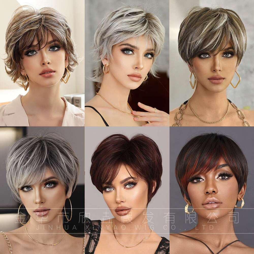|Multiple Options | Summer Elf Cutting Female Black Level Short Mechanism Synthetic Fiber Wig