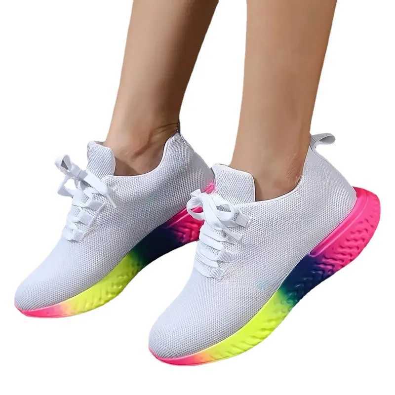 Womens casual shoes summer new lightweight mesh womens sports shoes lace comfortable breathable womens vulcanized shoes Y241017