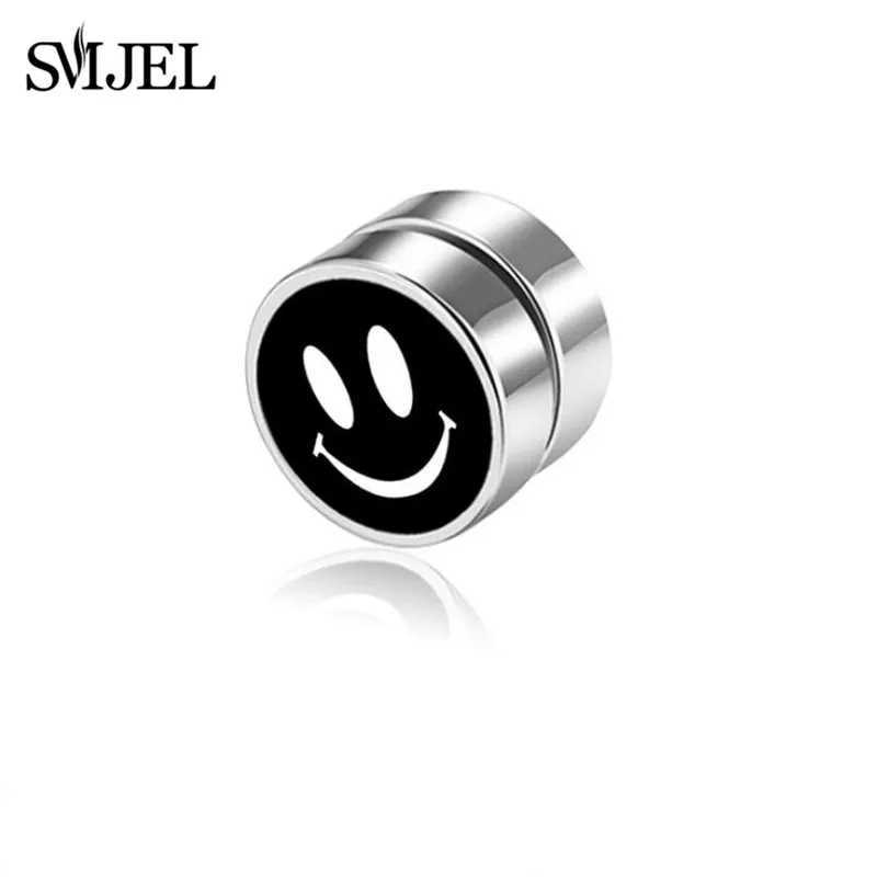 Stainless steel non perforated magnetic stud earrings unisex punk black heart star cross skull ear clip jewelry fake perforation gift W241017