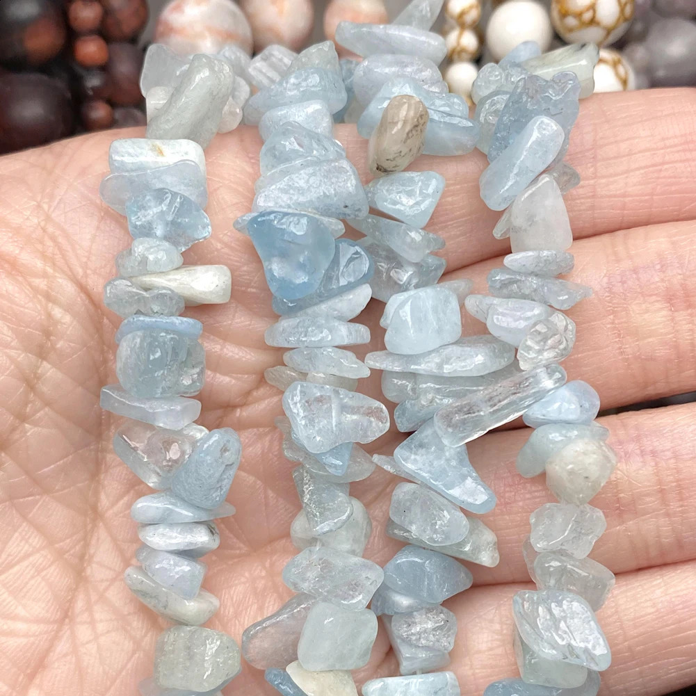 Irregular natural 3-8mm gravel aquamarine gemstone beads loose chip beads used for jewelry making Diy necklace bracelet accessories 241017