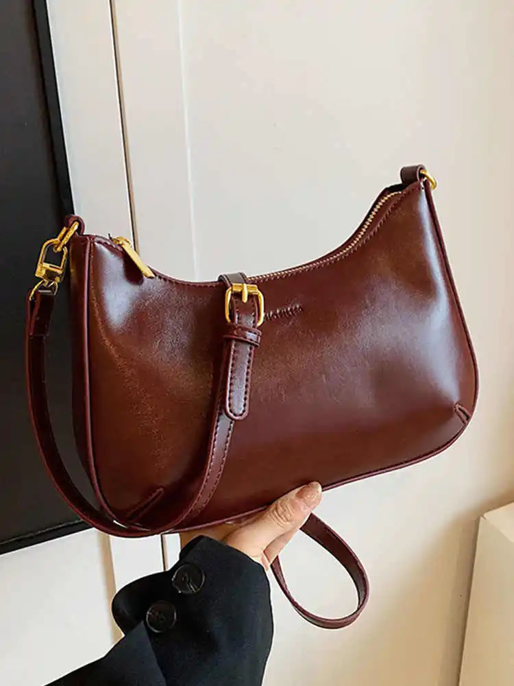 Women Wine Red Shoulder Bags Autumn Soft Leather Dumpg Bag Female Solid Color Handbags 241009 4