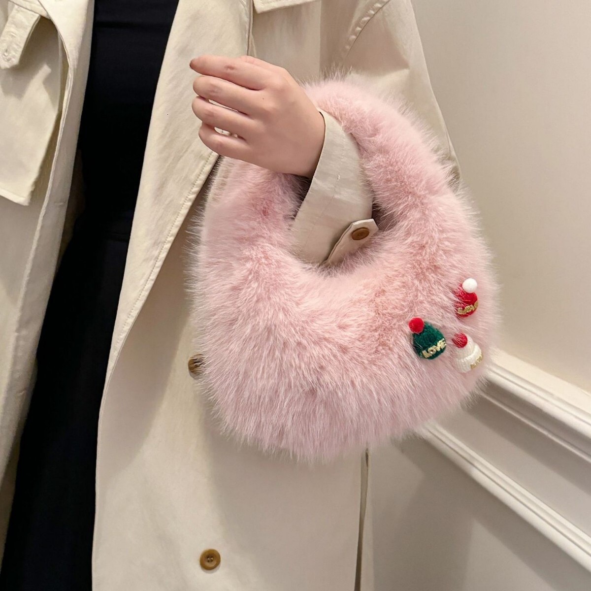2024 new high-end autumn and winter plush cute bag