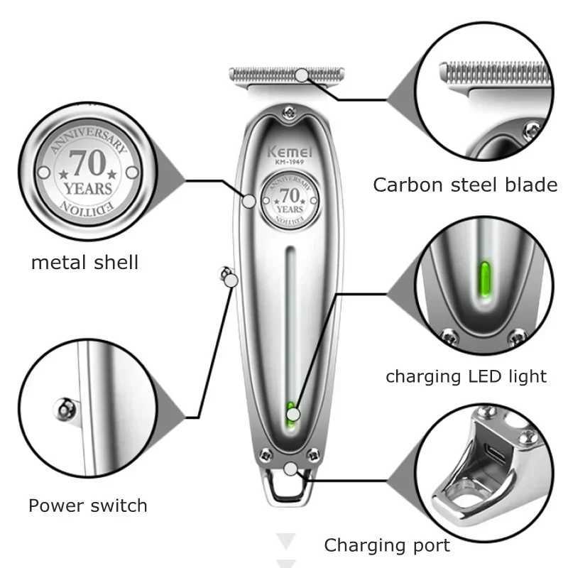 Kemei KM-1949 KM-1986PG KM-TX1 Professional Precision Processing Hair Clipper Kit Electric Cordless Hair Clipper Mens Hair Clipper W241017