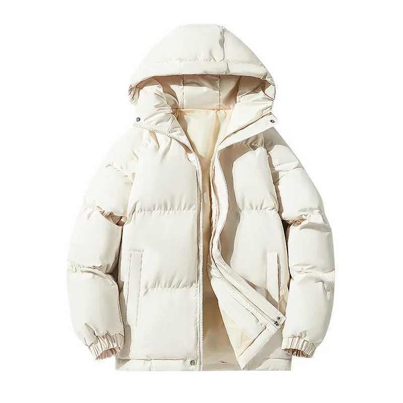 New autumn and winter mens hoodie Parkas solid warm couple jacket outdoor casual jacket mens cotton padded sports jacket X2410171