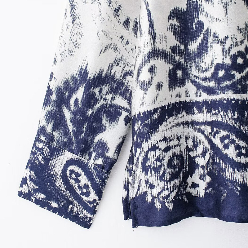 Women's Shirts Printed Blouses Long Sleeve Tops Inszartrafaf 2024 Casual Loose With Button Blusas Mujer Elegant Camisas Femme